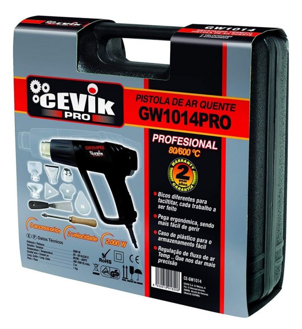 Cevik CE-GW1014 PRO - Decapador 2000 W. 2 Velocidades regulables. 9 Accesorios