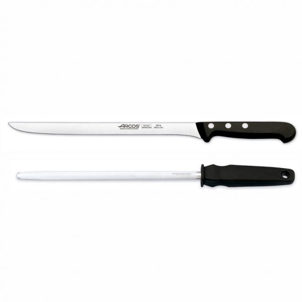 Set de cuchillo jamonero de 24 cm y chaira – Arcos