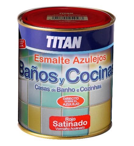 Esmalte Azulejo Satinado Rojo - COCINAS/BAÑO TITAN - 750 ML